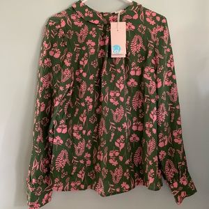boden green and pink floral blouse